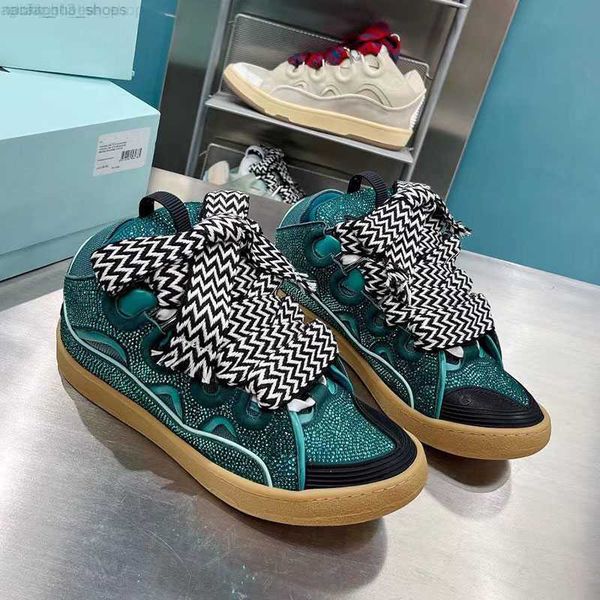 

men luxury designer shoes leather curb sneakers canvas classic design with diamond plateforme runner sport sneakers, Black