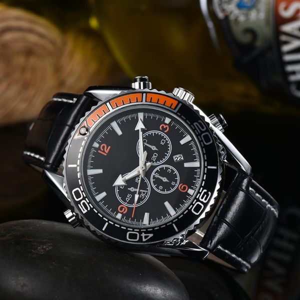 

vk chronograph quartz watch for mens stainless steel wristwatch leather strap men monaco sport watches orologio di lusso243a, Slivery;brown