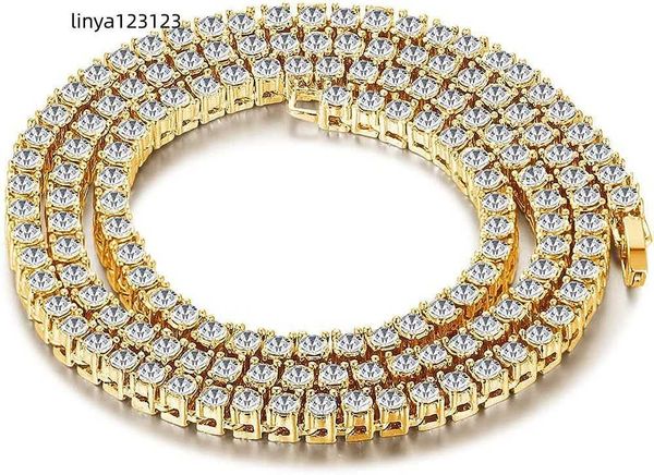 

silver gold rose gold fake diamond 5mm tennis chain men's and women's ice chain necklace bracelet square claw set with gift box, Black