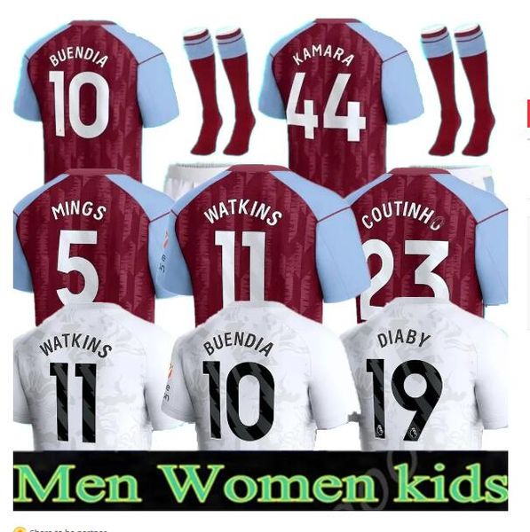 

23 24 soccer jerseys kids kit home 2023 2024 aston villas football shirt training away fans player version camisetas mings mcginn buendia wa, Black;yellow