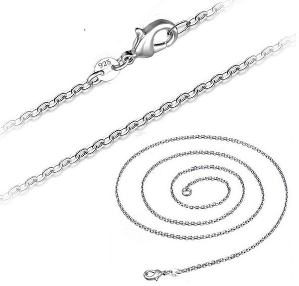 

100pcs 925 sterling silver 1mm rolo chain necklace for women men jewelry 40cm 45cm 50cm 55cm 60cm long chain fit pendant 5 sizes c7348440