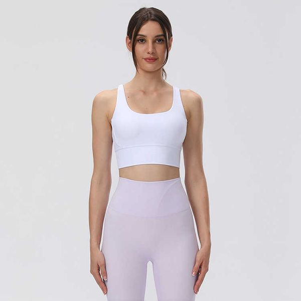 

desginer alos yoga sports bra new rib nude cross back sweating fitness running bra, White