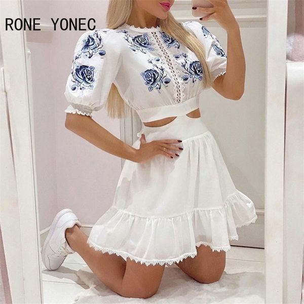 

basic casual dresse casual round collar lace hem half long lantern sleeves hollow out floral print casual a-line mini sweet dress 230824, Black;gray