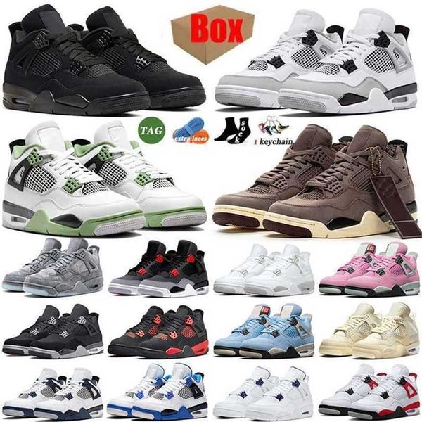

with box jumpman 4s basketball shoes men women trainer pine green black cat unversity blue red thunder military black taupe haze white oreo