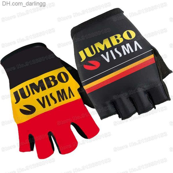 

2022 team jumbo visma cycling gloves men belgium champion gel bicycle jersey half finger glove wout van aert mtb fietshandschoen q230825, Black