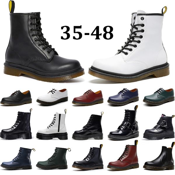 

dr martins boot men women doc martin boots leather triple black white classic ankle short booties winter snow outdoor warm shoe 35-48