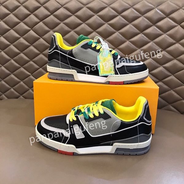 

new luxury designer sports shoes casual shoes calfskin leather white blue letter overlay platfor low sports shoes training shoes sizes 39-44, Black