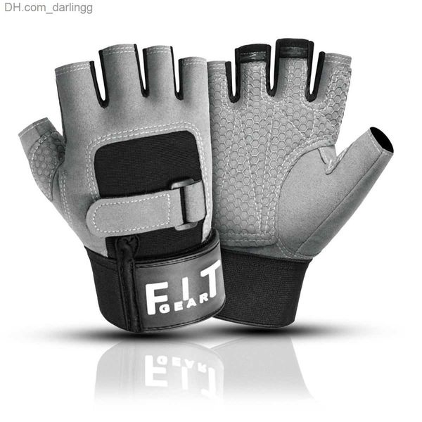 

1 pair sport half finger gloves fitness outdoor workout gloves anti-slip dumbbell barbell weightlifting gym gloves for men women q230825, Black
