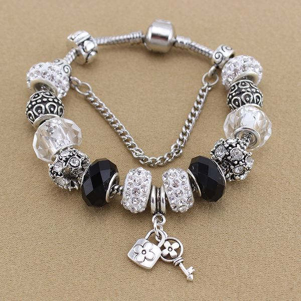 

elastic crystal bracelet diamond heart crown skull crown love snowflake pendant bracelets bangle cuff sets jewelry will and sandy 3 colors h, Golden;silver