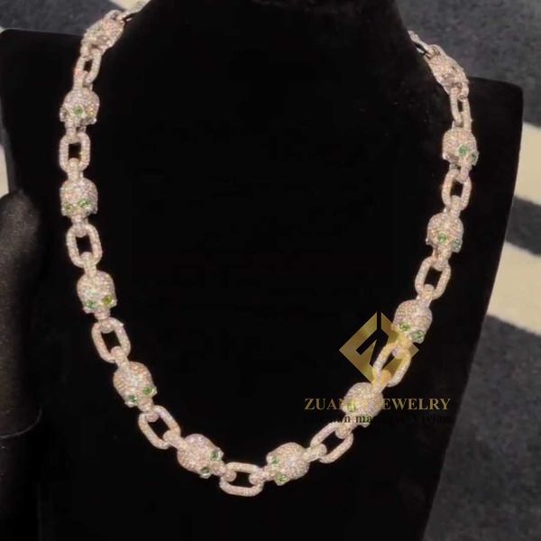 

fashion new design silver 925 iced out vvs moissanite hip hop buss down custom necklace diamond cuban link chain