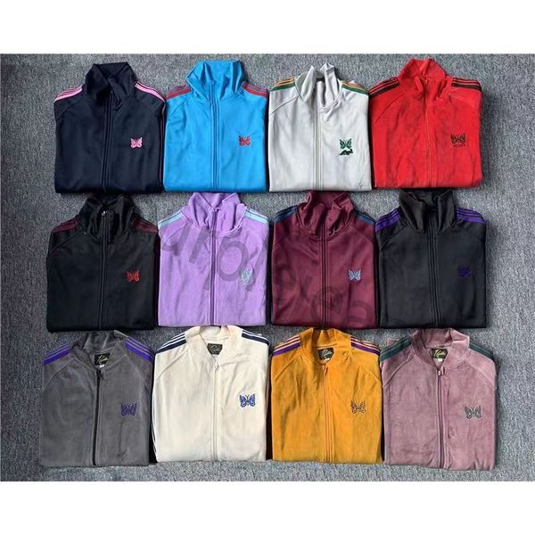 

mens jackets fw needles awge men women 1 version butterfly embroidery jacket stripes needles coats, Black