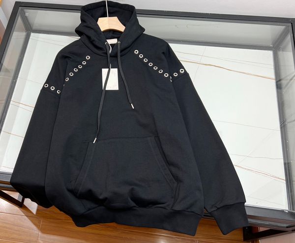 

designer hoodie fashion metal ring stitching design us size hoodie luxury brand handsome men hoodie, Black