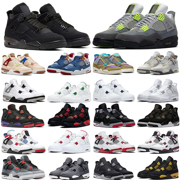 

2023 basketball shoes 4s black cat thunder pine green university blue sail cool grey outdoor sports men women 4 trainers sneakers 36-47