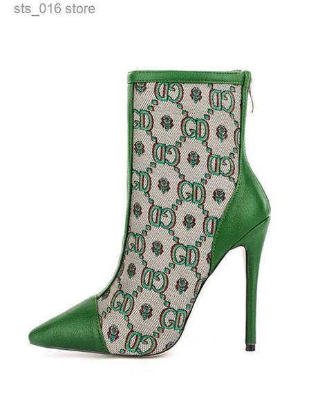 

boots 2023 women's new large women's boots fashion pointed back zipper short boots autumn and winter thin high heel ankle boots t2, Black