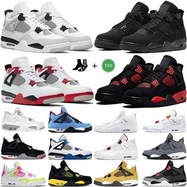

2023 designer men women basketball sneaker casual shoes 4 4s sneaker military black cat fire red thunder sail white oreo dark mocha universi