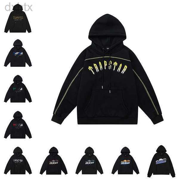 

trapstar brand tracksuit classic embroidery mens hoodie sportswear men's warm set loose trapstar hoodies sweatshirt jogging designers c, Black