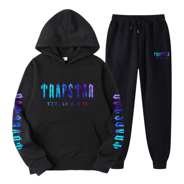 

trapstar tracksuit black mens hoodie tracksuit trapstar men sportswear designer hoodie mens pants set running basketball 2 piece set loose w, Gray