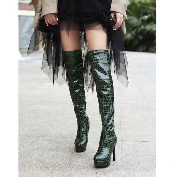 

boots oversize large size big autumn and winter boots pointed toe thin heel platform shoes for women 230824, Black