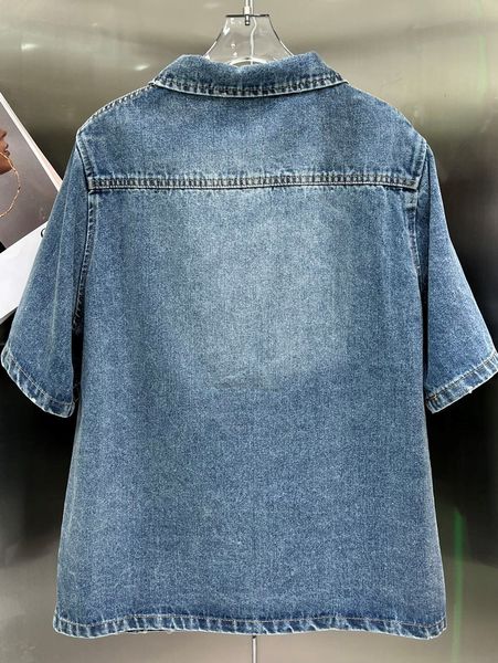 

women's hoodies sweatshirts 2023 denim blue temperament lapel work suit bag pocket slim shirt coat 230824, Black