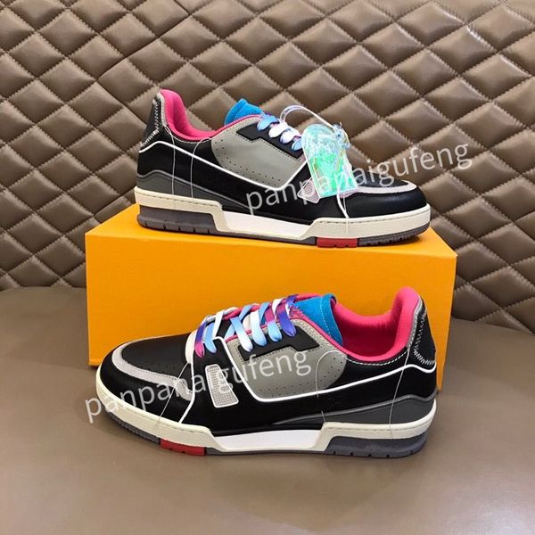 

2023 new luxury designer sports shoes casual shoes calfskin leather white blue letter overlay platfor low sports shoes training shoes sizes, Black