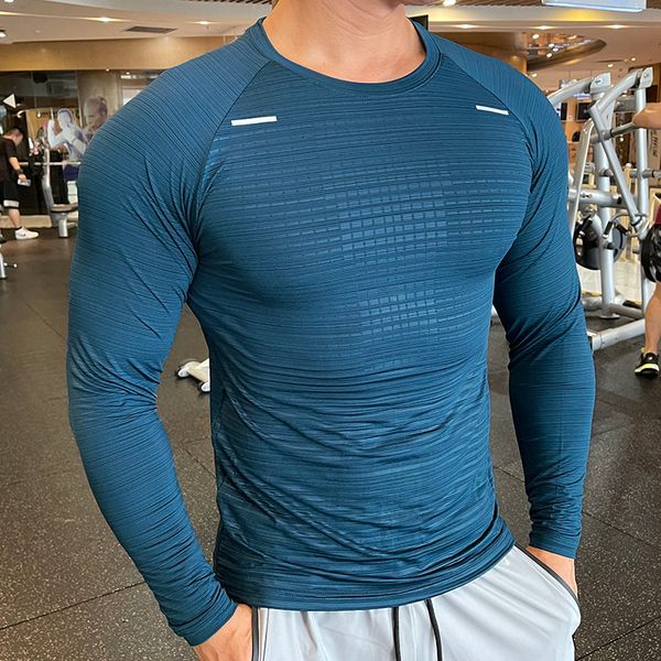 

men's t-shirts brand running shirt men's long sleeve gym shirt men sportswear compression dry fit shirts for men fitness sport tig, White;black