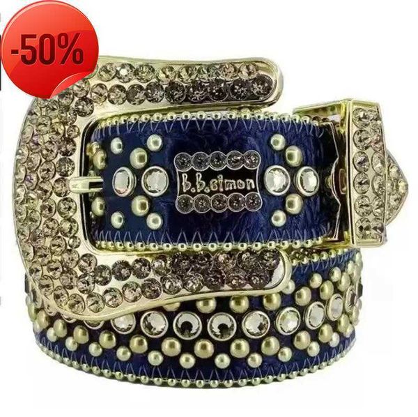 

designer luxury bb belt simon belts for men women shiny diamond belt black on black blue white multicolour with bling rhinestones as gift 20, Blue;gray