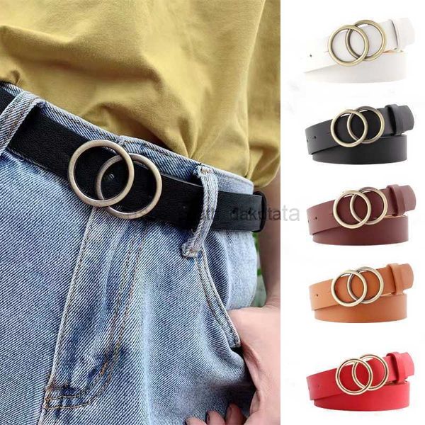 

belts big double ring circle metal buckle belt women fashion wild waistband ladies wide leather straps belts for leisure dress jeans l0825, Black;brown