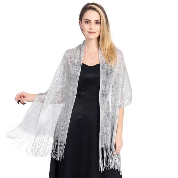 

gold and silver silk shawl flat scarf brides bridesmaids ball wedding party evening dress girl, Blue;gray