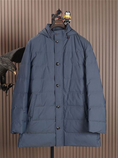 

mens downs winter kiton hooded down jacket cashmere casual blue coat, Black