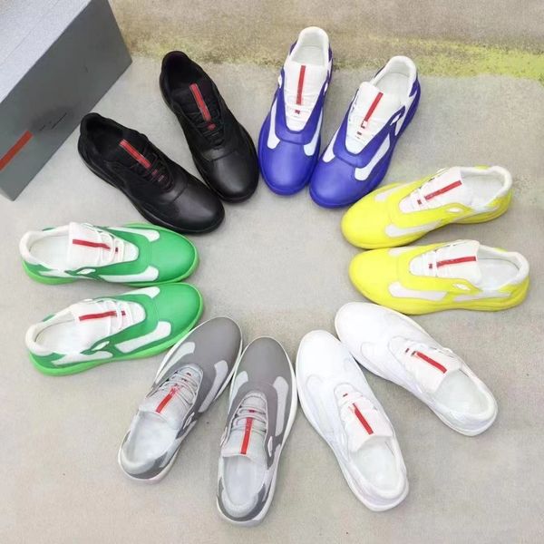 

designer casual shoes america cup sneakers men patent leather brand triangle standard mesh mesh lace-up outdoor runner trainer sport shoe si, Red;white