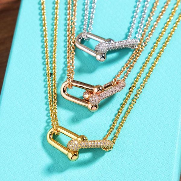 

designer necklace luxury designer necklace horseshoe buckle necklaces pendant jewelry bracelact couples party holiday gift 3 color, Silver