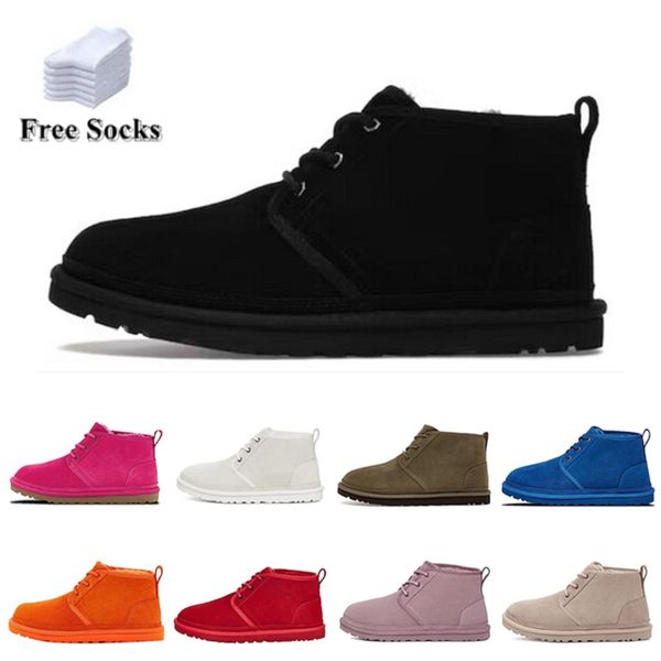 

boots classic snow winter men women neumel suede boot ankle knee mens womens newm series booties women fur furry warm platform bootie, Black