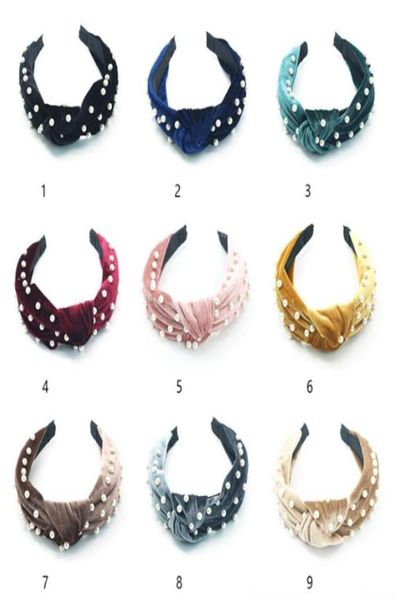 

fashion pearls padded hairband headband for women elegant hair band hoop sponge head bands winter hair accessories 9 colors5371350, Black;brown