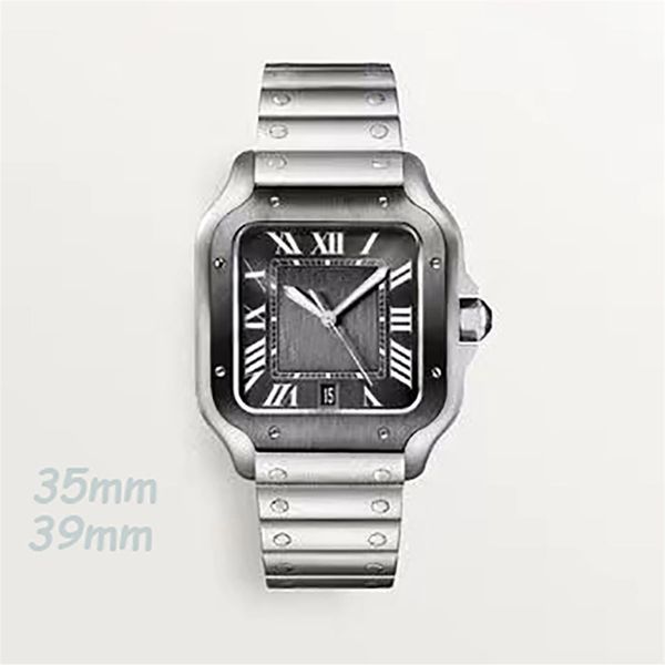 

drop- new mens and womens mechanical watch square dial stainless steel watches leather strap with automatic calendar high 239z, Slivery;brown