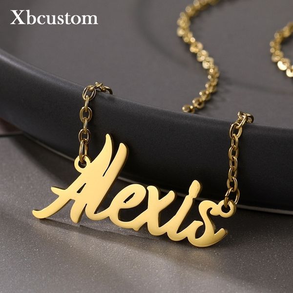 

pendant necklaces custom name necklace personalized handmade stainless steel for women nameplate charm jewelry wedding gift 230825, Silver
