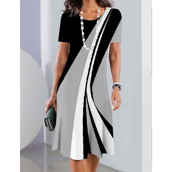 

basic casual dresses for women 2023 girls's fashion pullover textured printing elegant holiday loose fitting summer skirt lorie even dr, Black;gray