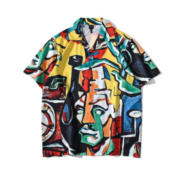 

graffit hawaiian shirt men vintage street men039s shirts summer beach holiday male shirt blouse28353619346612, White;black