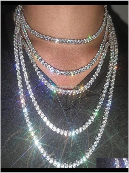 

tennis graduated pendants drop delivery 2021 m 4mm 5mm hip hop chains jewelry mens diamond tennis necklace 18k real white gold pla3944083, Black