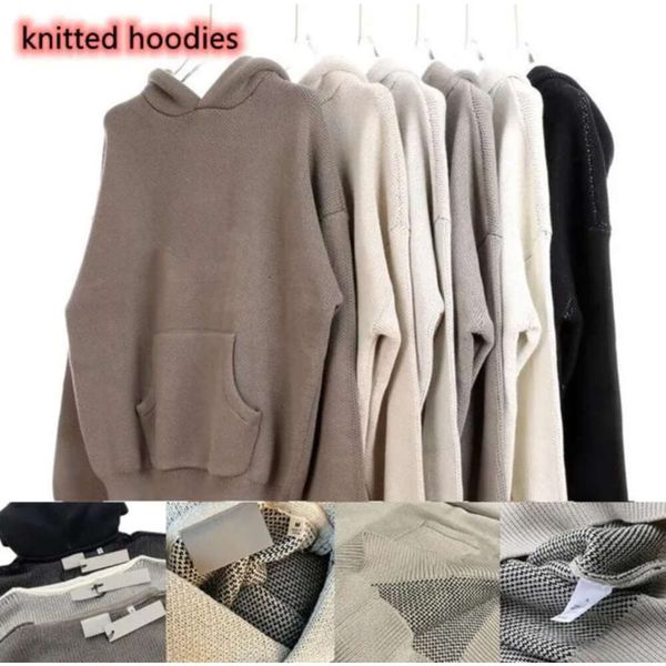 

loose mens designer hoodies ess knits hooded sweaters men women hoodie knits sweatshirt loose essenntials435, Black