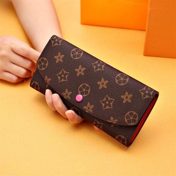 

wallets long purses women men wallets l button bag leather black luxury wallet flower purse fashion card holders designer pocket272z, Red;black