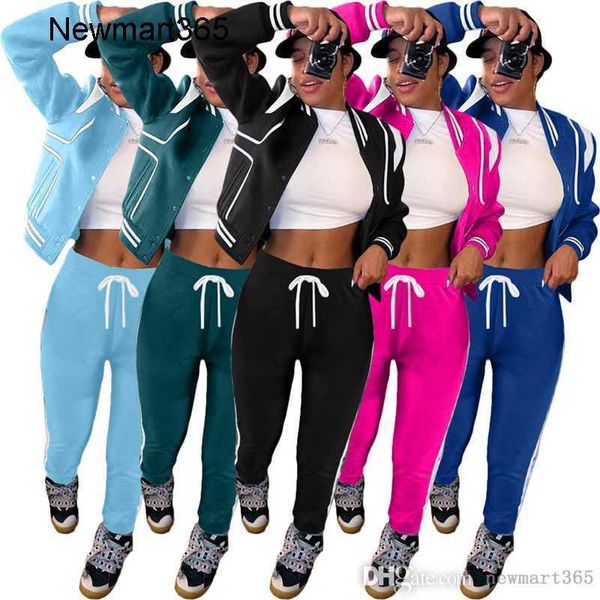

women tracksuits two pieces set designer 2023 new fashion casual sports set double thread baseball suit ladies clothing 5 colours, Gray