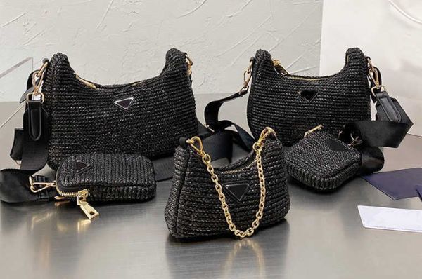

evening bags hobo straw woven crossbody bag chains shoulder bags women axillary handbag purse zipper messenger package smallest zero wallet