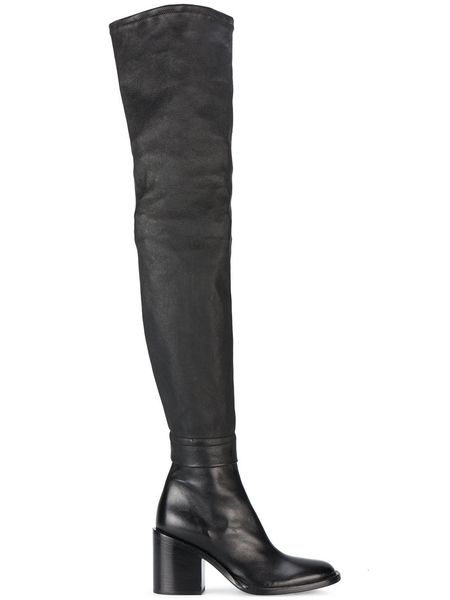 

boots all cowhide custom overknee pointed head square heel height increase thin knight large size women's 33 45 230824, Black
