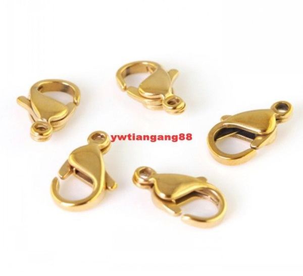 

30pcs 15mm good buffing stainless steel goldplated lobster clasps jewelry accessoriesfit necklace6928424