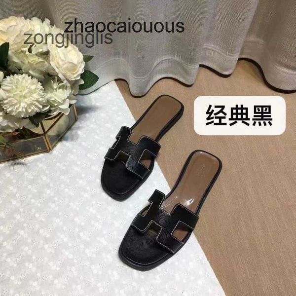 

sandal summer slipper 2023 shoes bear women's slippers oran designer baida color matching leatflat sandals for tourism litchi pattern b