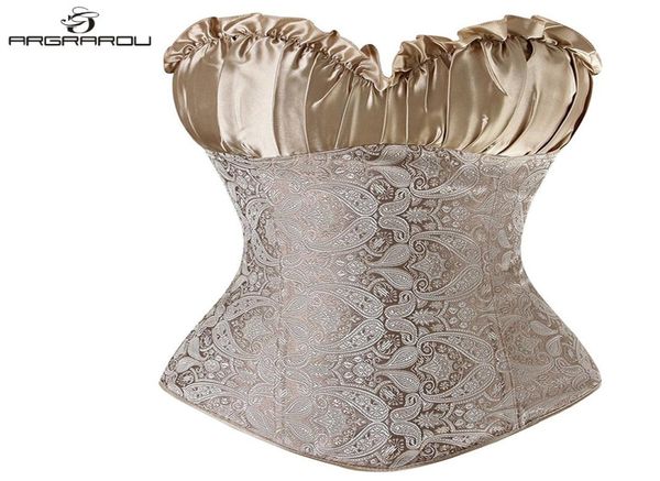 

women satin bustier lace up boned corset overbust brocade plus size s  l xl6xl1013520, Black;white