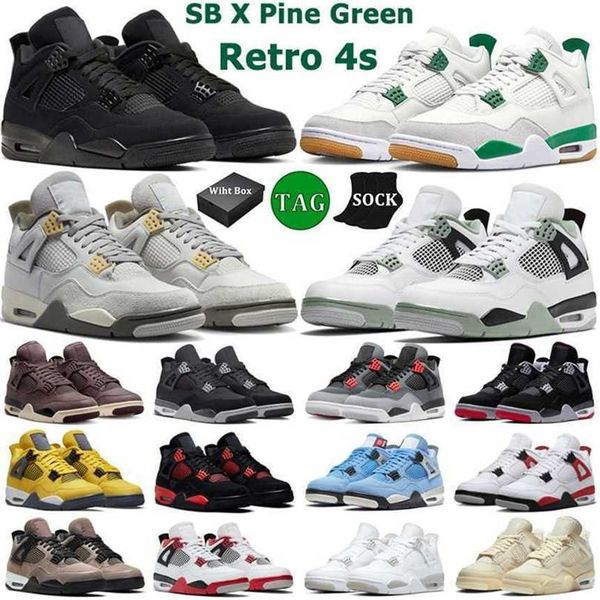 

with box 4 retro basketball shoes men women 4s sb pine green military black cat seafoam midnight navy dust red thunder lightning mens traine