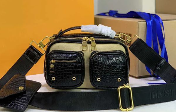 

3in1 women crossbody camera bag men old flower shoulder bags multi pocket clutch bags fashion purse canvas genuine leather removable strap h