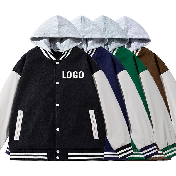 

men's jackets wholesale blank bomber jacket for men baseball varsity jacket and hoodies with hood custom printing 230824, Black;brown