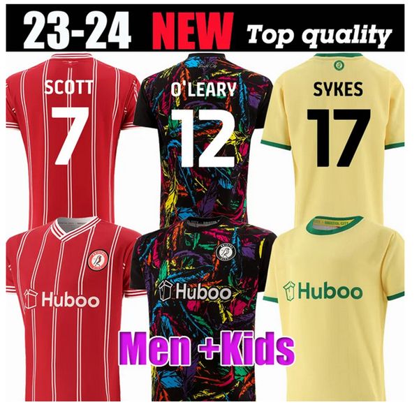 

2023 2024 bristol city soccer jerseys men kits scott paterson wells semenyo martin weimann home red gk football shirts mawson kalas massengo, Black;yellow